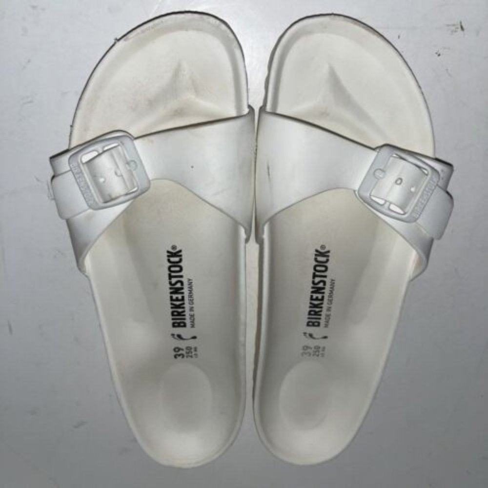 Birkenstock Madrid White Eva Foam Slide Shoes Size 39, 250 L8/M6 Made In Germany